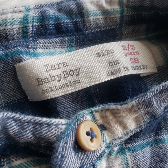 Zara | Plaid button up shirt - 2/3 years - Picture 2 of 2